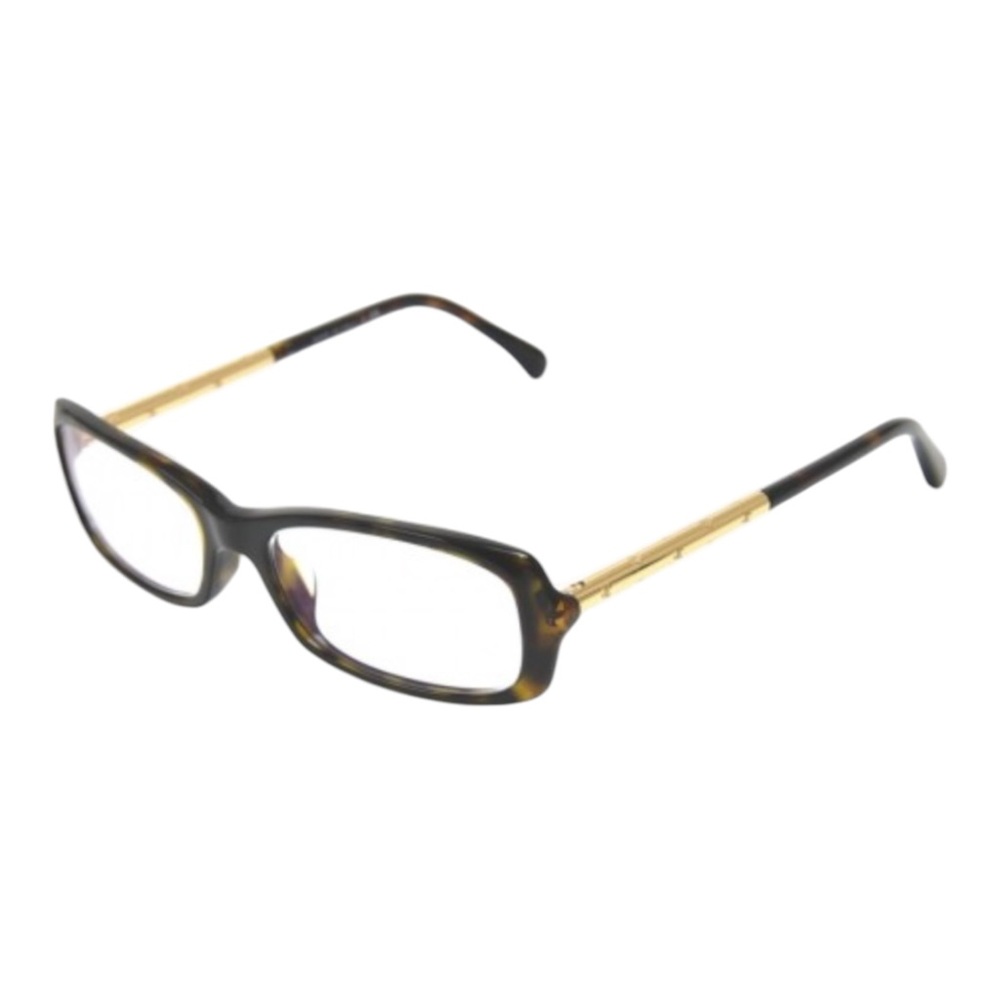 Chanel Tortise Shell Style & Gold CC Logo Engraved Rectangular Frame  3218c.714